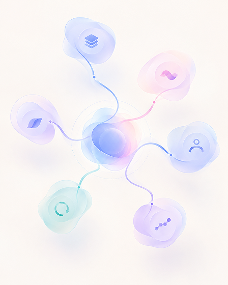 Separate psychological and developmental signals gradually connecting into a continuous journey of understanding.